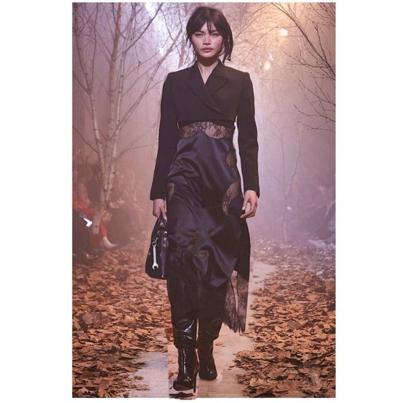 OFF-WHITE c/o Virgil Abloh Midi Slip Dress w/ Lace Cut Outs 2017 Runway - Picture 12 of 13